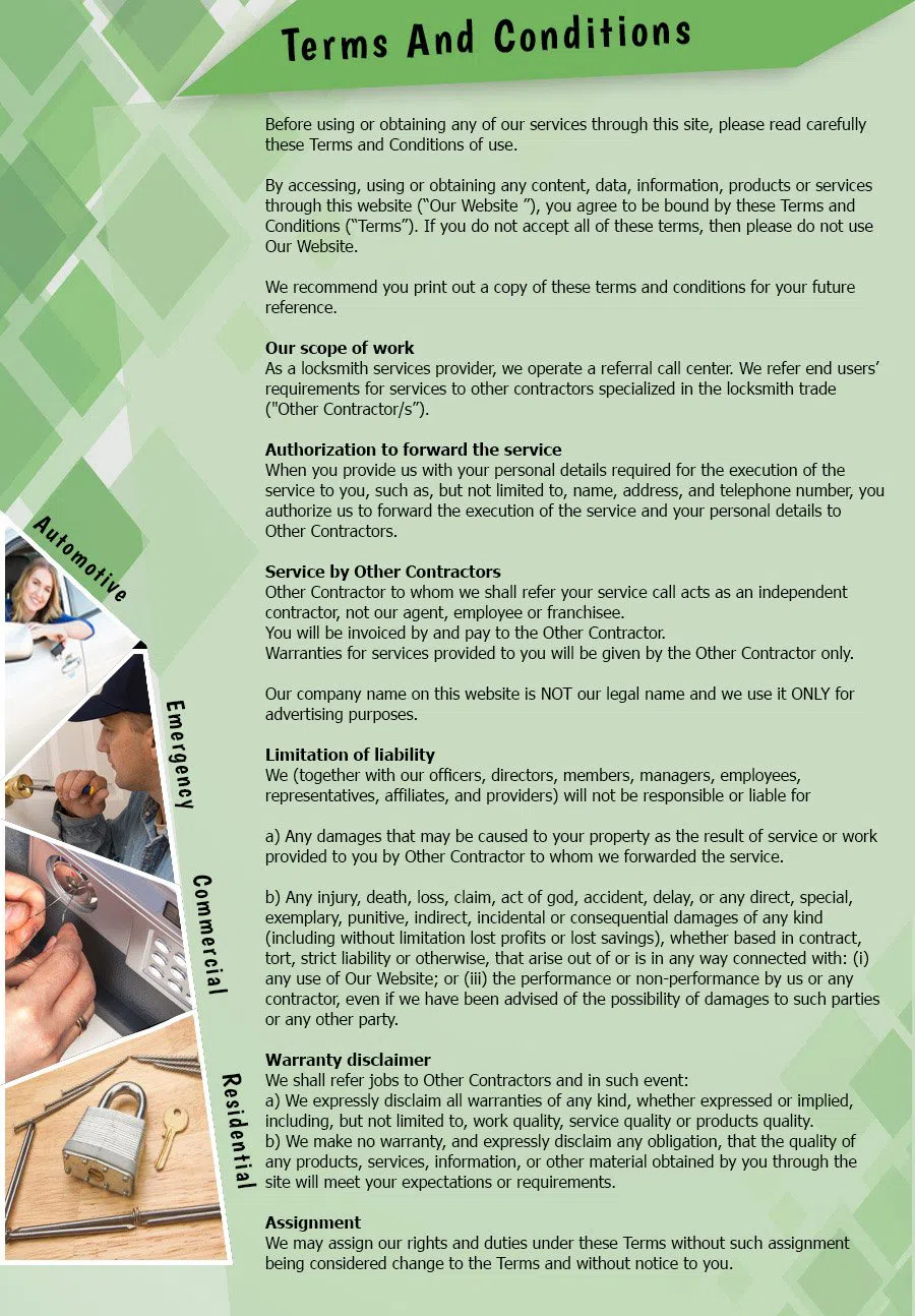 Newark Expert Locksmith Newark, NJ 973-512-5415 - TermsAndConditions-2